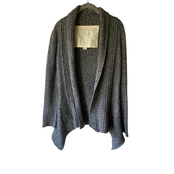 Anthropologie Bird on Wire Charcoal Gray High Low Open Front Wool Cardigan SZ M - Picture 1 of 10